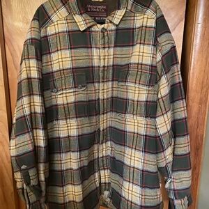 Abercrombie & Fitch Green and Tan Plaid Shirt Jacket